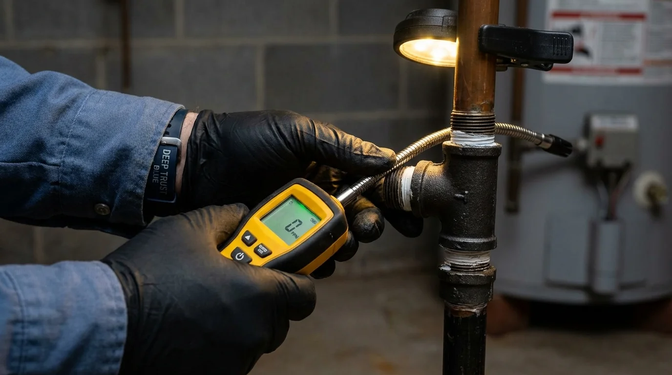 Gas leak detection with electronic sniffer by Johns Plumbing LLC in Sugar City