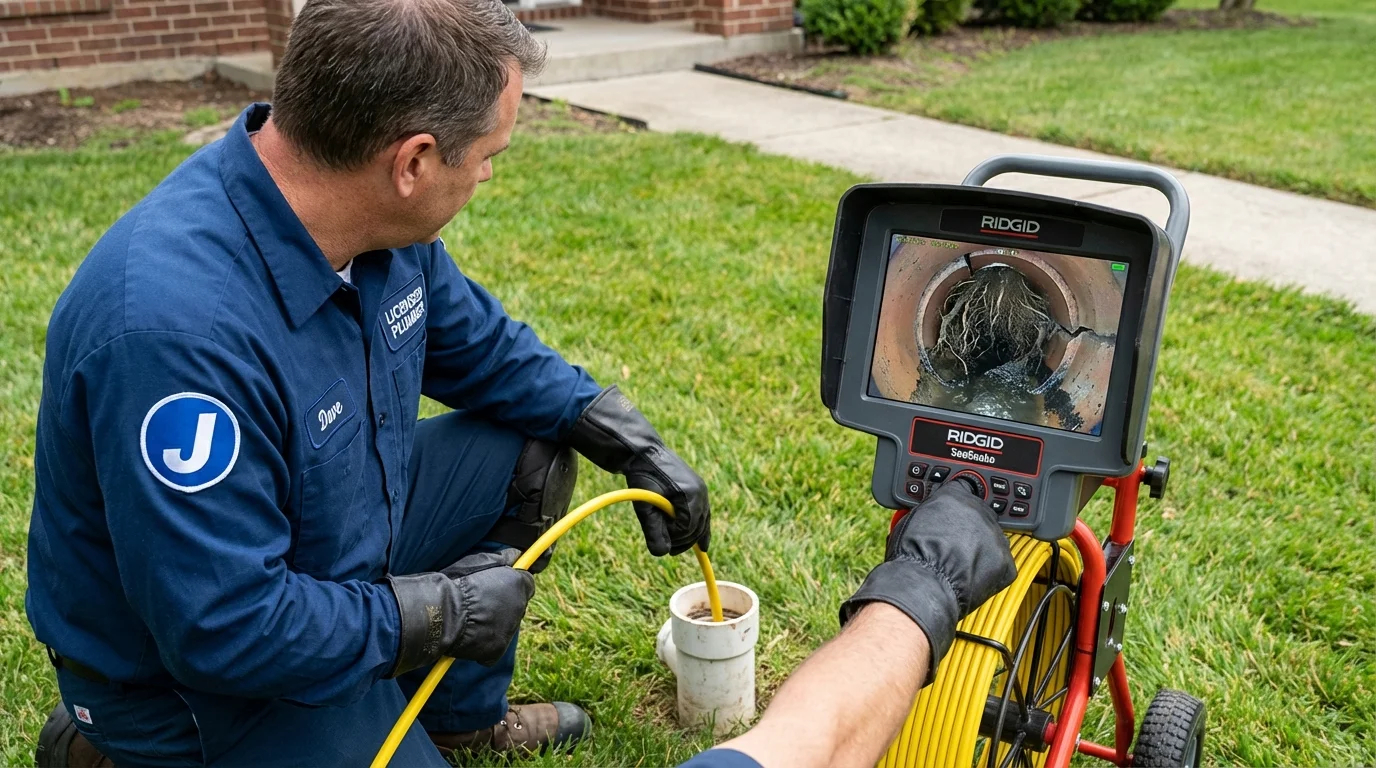 Sewer camera inspection being performed by Johns Plumbing LLC in Sugar City