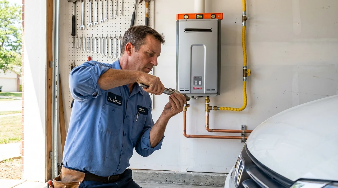 Tankless water heater installation by a Johns Plumbing LLC plumber in Sugar City